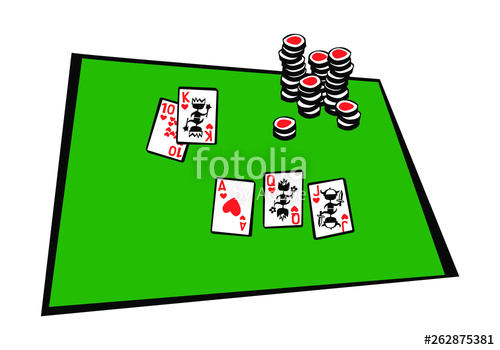 500x350 Poker Table Cards, Royal Flush Combination Vector Drawing
