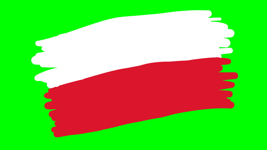 852x480 poland drawing flag on green stock footage video