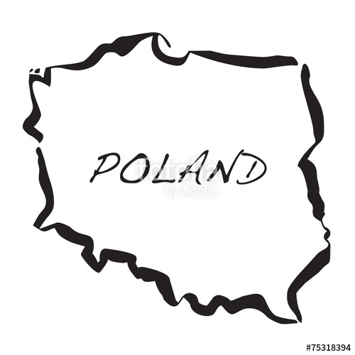 500x500 vector drawing map of poland stock image and royalty free vector
