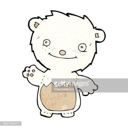 414x414 Cartoon Waving Polar Bear Cub Premium Clipart