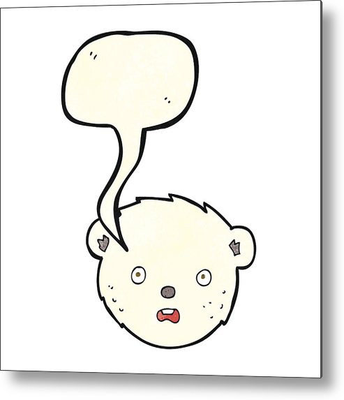 493x573 Cartoon Polar Bear Face With Speech Bubble Metal Print