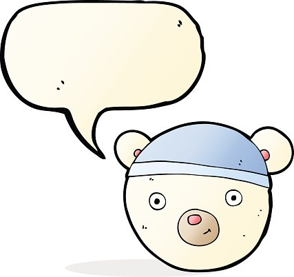 427x402 Cartoon Polar Bear Face With Speech Bubble Premium Clipart