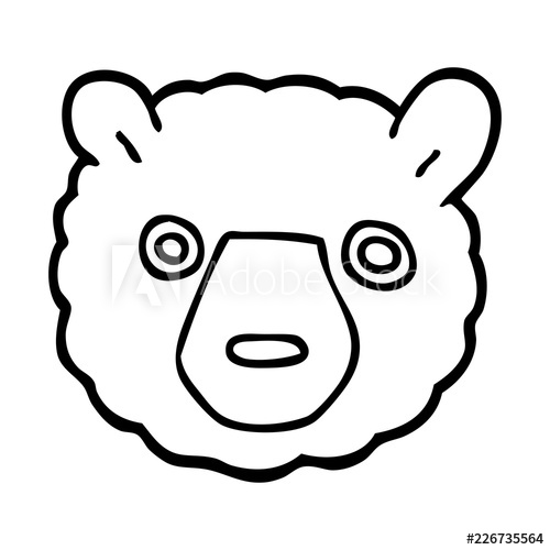 500x500 Line Drawing Cartoon Polar Bear Face
