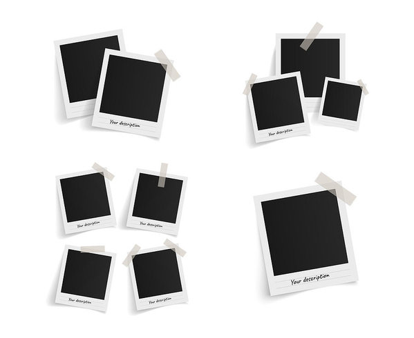 599x490 Set Of Polaroid Vector Photo Frames On Sticky Tape On White