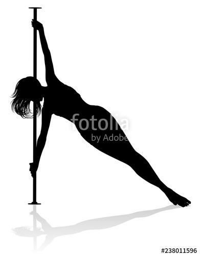 391x500 A Woman Pole Dancer Exercising For Fitness In Silhouette Stock