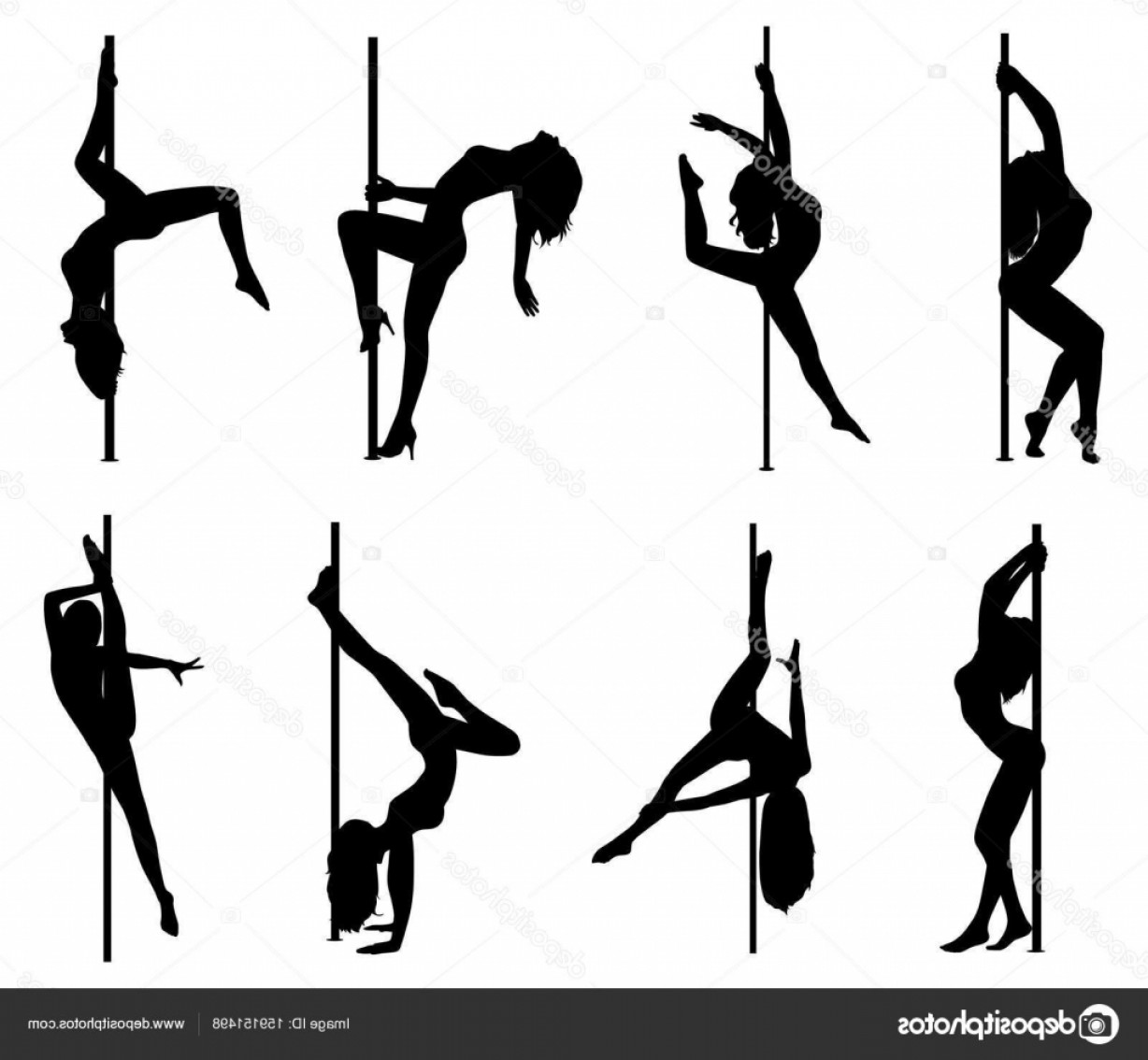 1228x1134 Stock Illustration Pole Dance Women Silhouettes Soidergi