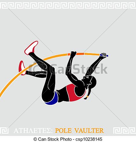 450x470 Athlete Pole Vaulter Greek Art Stylized Female Pole Vaulter Take