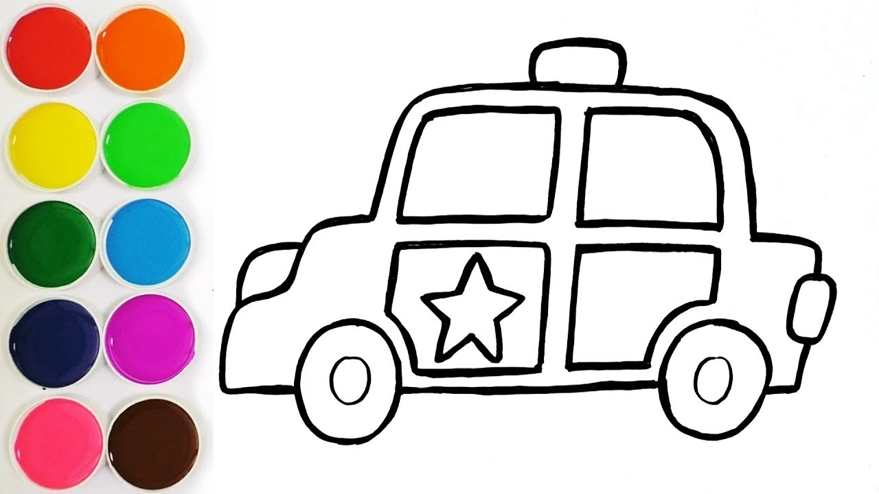 1280x720 Glitter Police Car Coloring Pages And Drawing For Kids, Toddlers