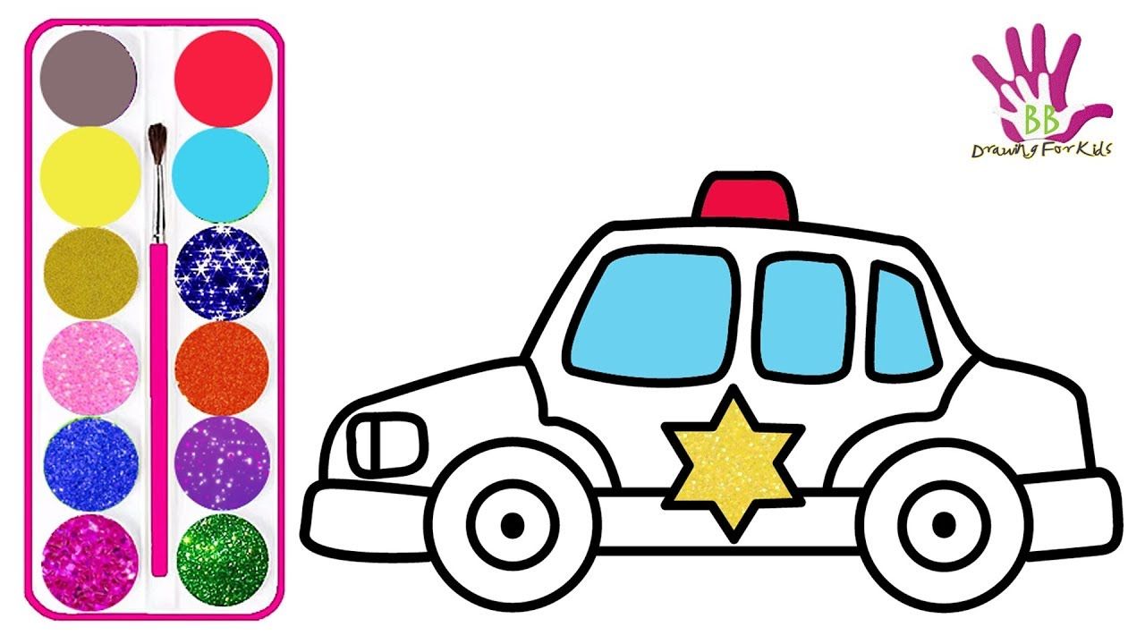 1280x720 Glitter Police Car Drawing And Coloring