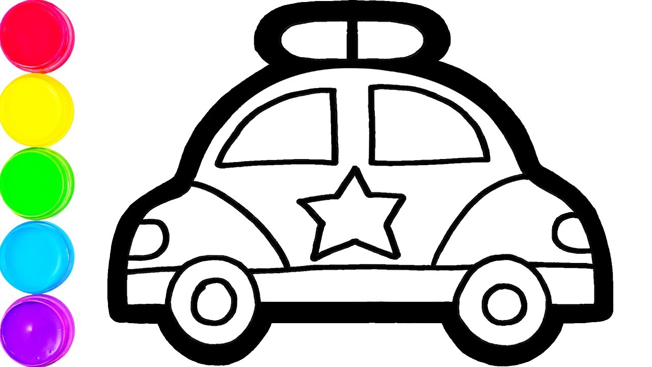 1280x720 Glitter Toy Police Car Coloring And Drawing For Kids, Toddlers Kis
