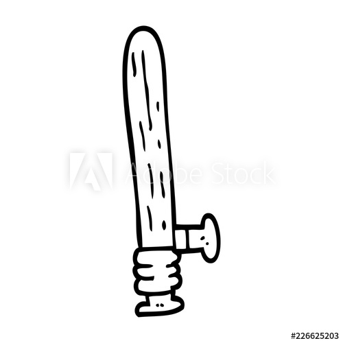 500x500 Line Drawing Cartoon Police Truncheon