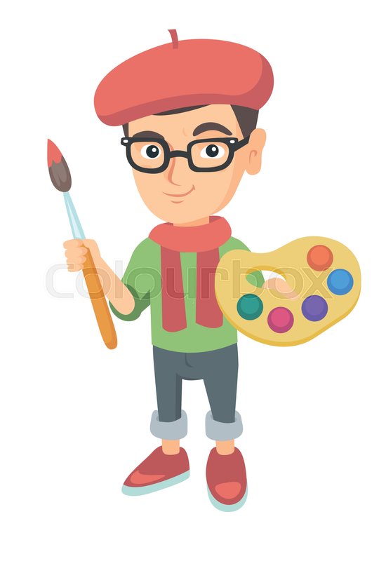 550x800 Caucasian Boy Dressed As An Artist Stock Vector Colourbox