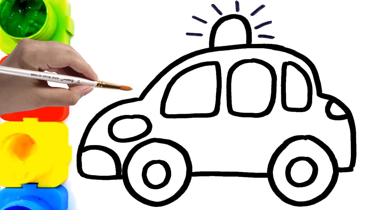 1280x720 Police Car Painting Toy For Kids, How To Draw Step