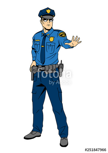 354x500 Police Officer Commands You To Stop, Cartoon, Character, Color