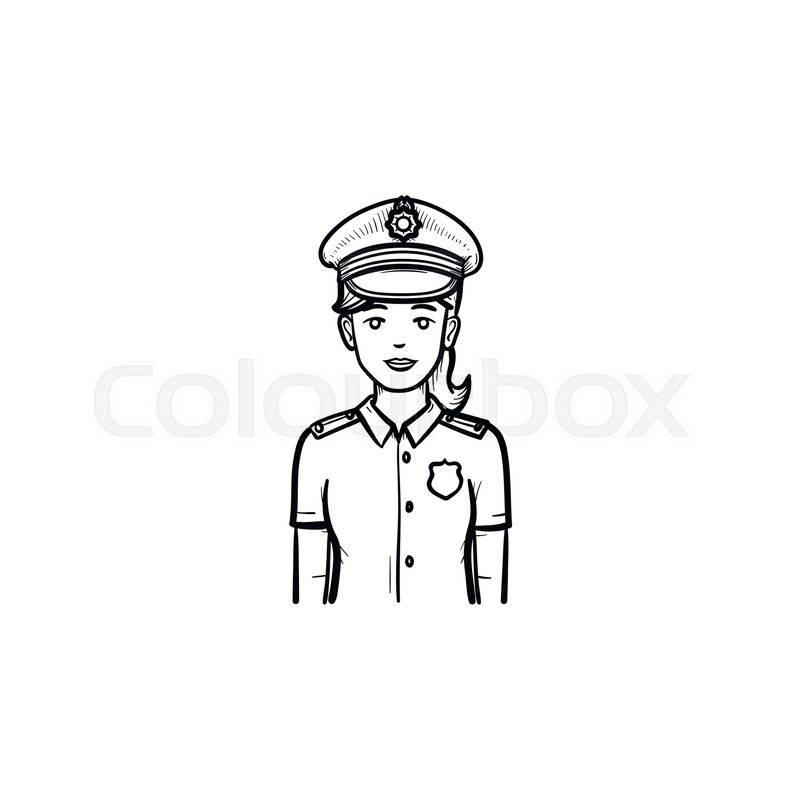 800x800 Police Woman Hand Drawn Outline Doodle Stock Vector Colourbox
