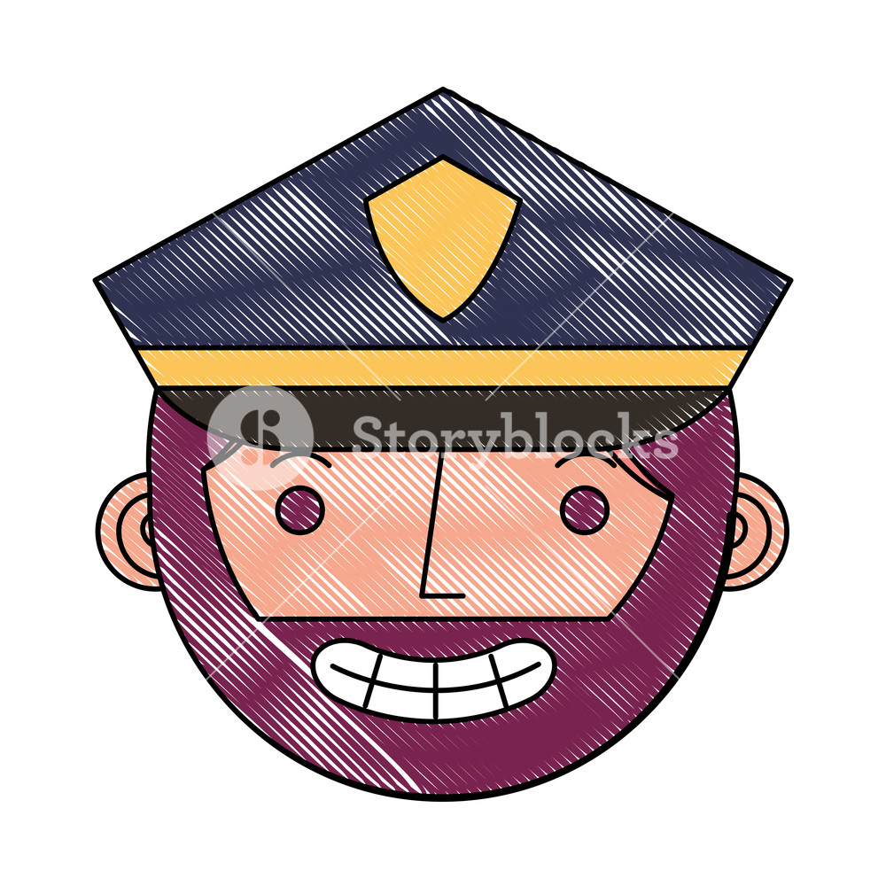 1000x1000 Police Man In Uniform Character Face Character Vector Illustration