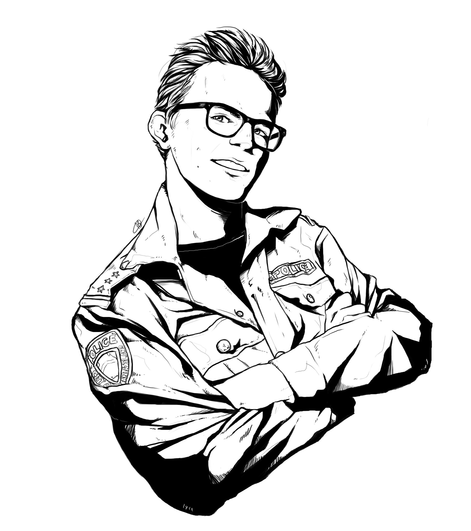 1815x2048 Cop Drawing Free Download