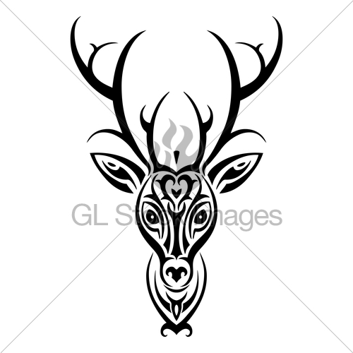 500x500 Deer Head Polynesian Tattoo Style Gl Stock Images