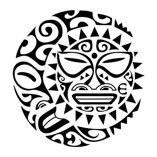 500x500 Maori Sun Moon Tattoo Art