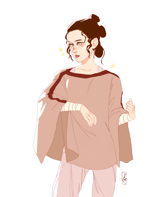 540x637 thealeksdemon's art rey wearing luke's poncho! star wars