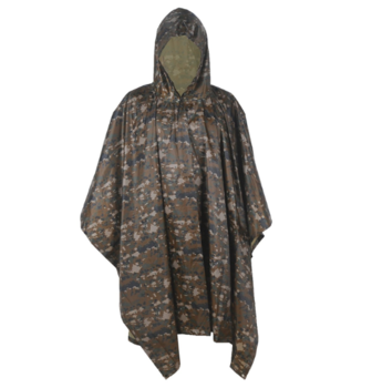 336x350 digital camouflage waterproof tent rain poncho with drawing string