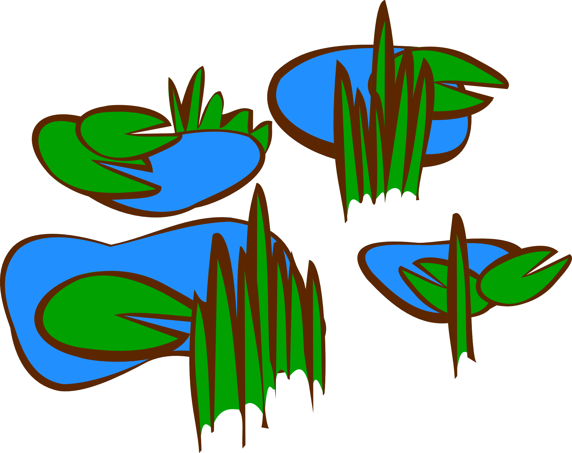 1920x1521 Drawing Of Green Lilies In A Pond Free Image