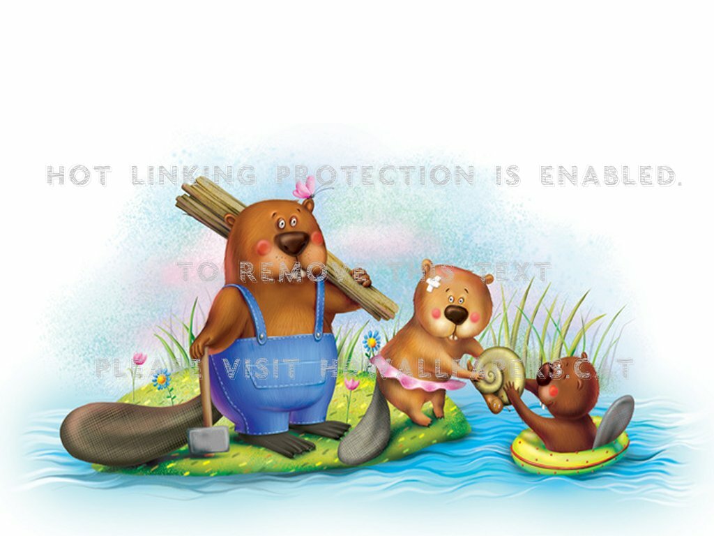 1024x768 beavers trunk drawing rodent pond cute