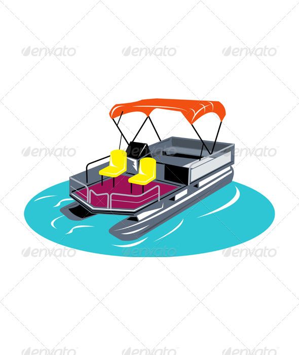 590x700 Pontoon Boat Retro Fonts Logos Icons Boat Illustration