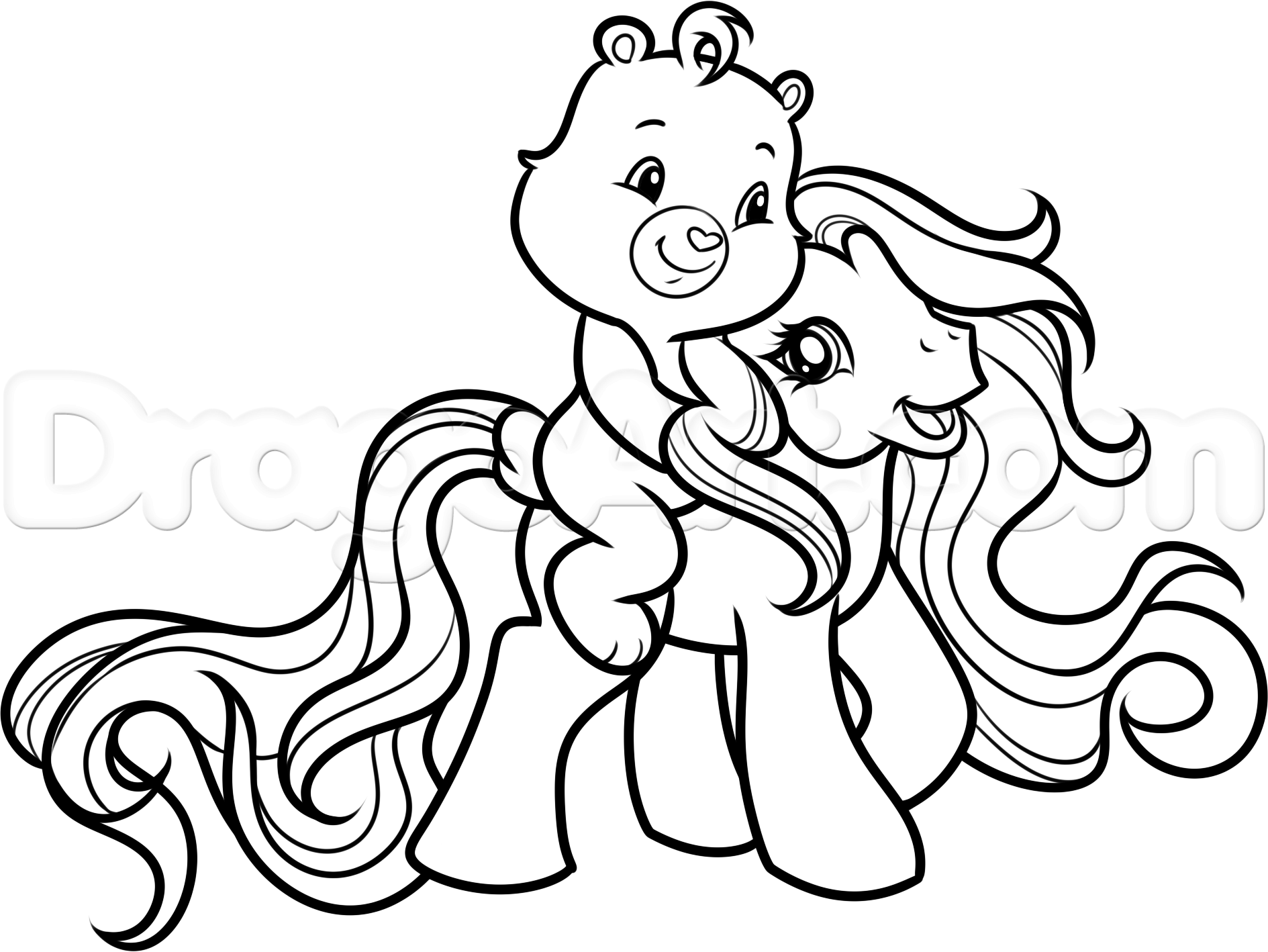 1889x1418 Drawing Blue Care Bear And Pony, Step