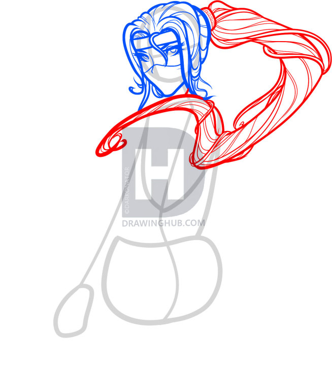 654x719 How To Draw A Female Ninja, Ninja Girl, Step