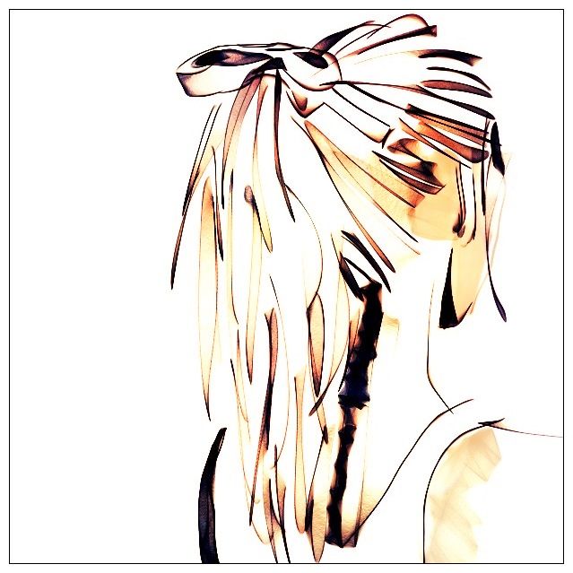 639x639 Ponytail Girl Ribbon Drawing Sketch Beauty Art Illustration