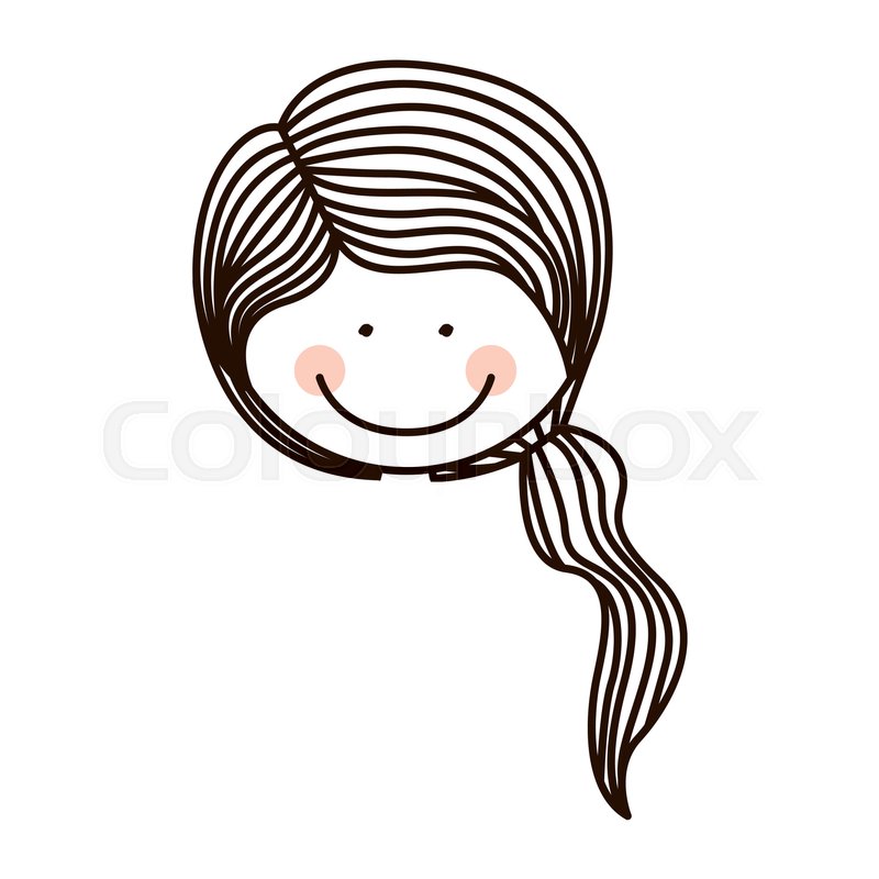800x800 Silhouette Face Girl With Ponytail Stock Vector Colourbox