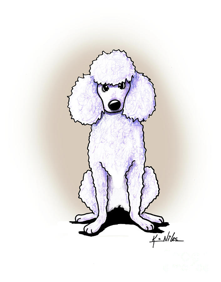 707x900 Kiniart White Poodle Drawing