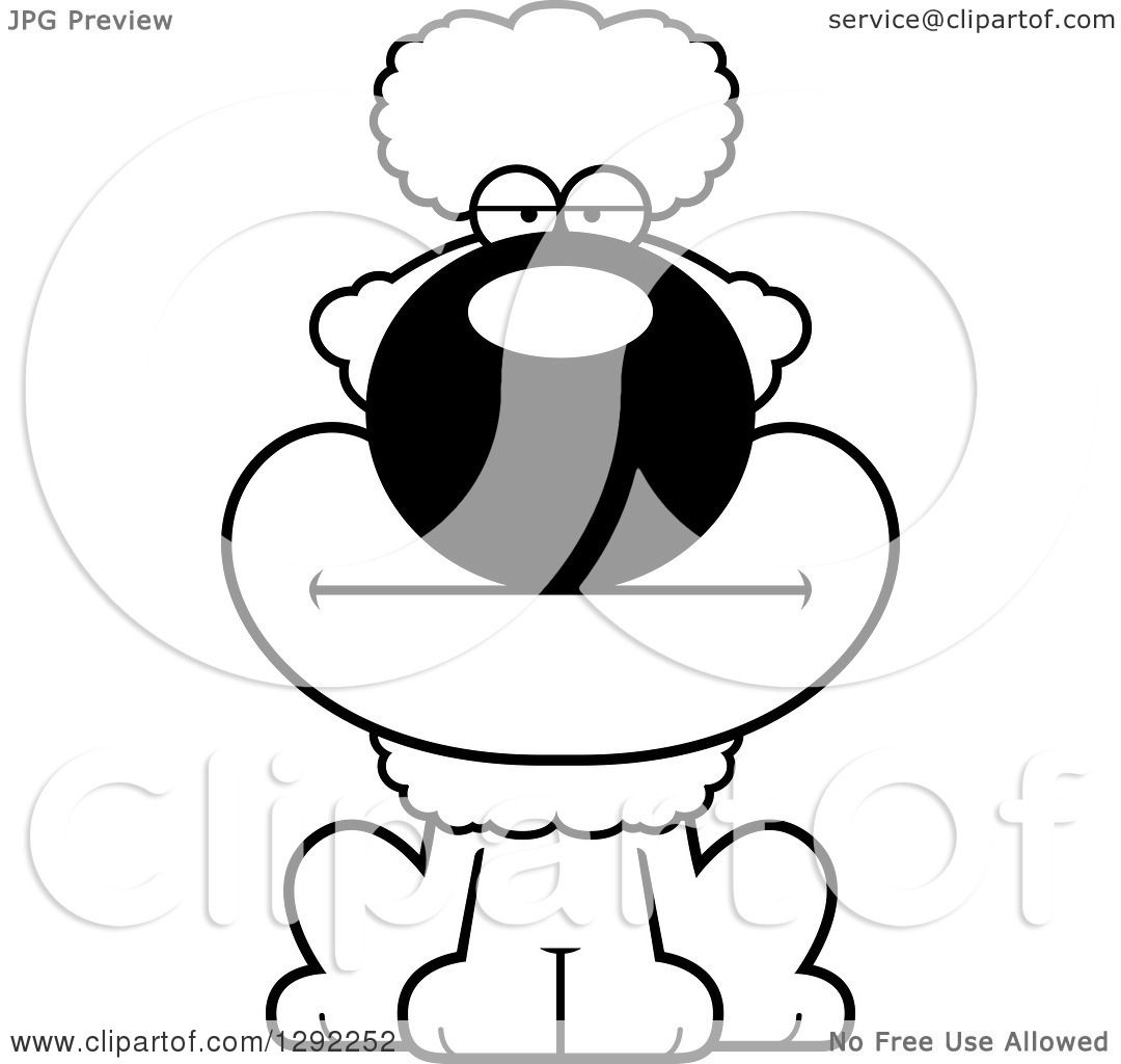 1080x1024 Animal Clipart Of A Black And White Cartoon Bored Poodle Dog