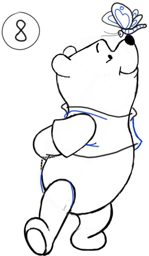 300x514 How To Draw Winnie The Poo And Butterfly With Step