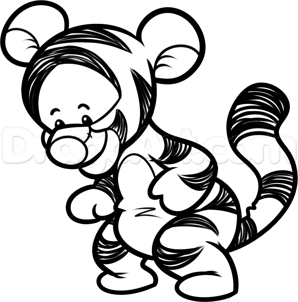 1037x1053 How To Draw Chibi Tigger Step Draws In Winnie The Pooh