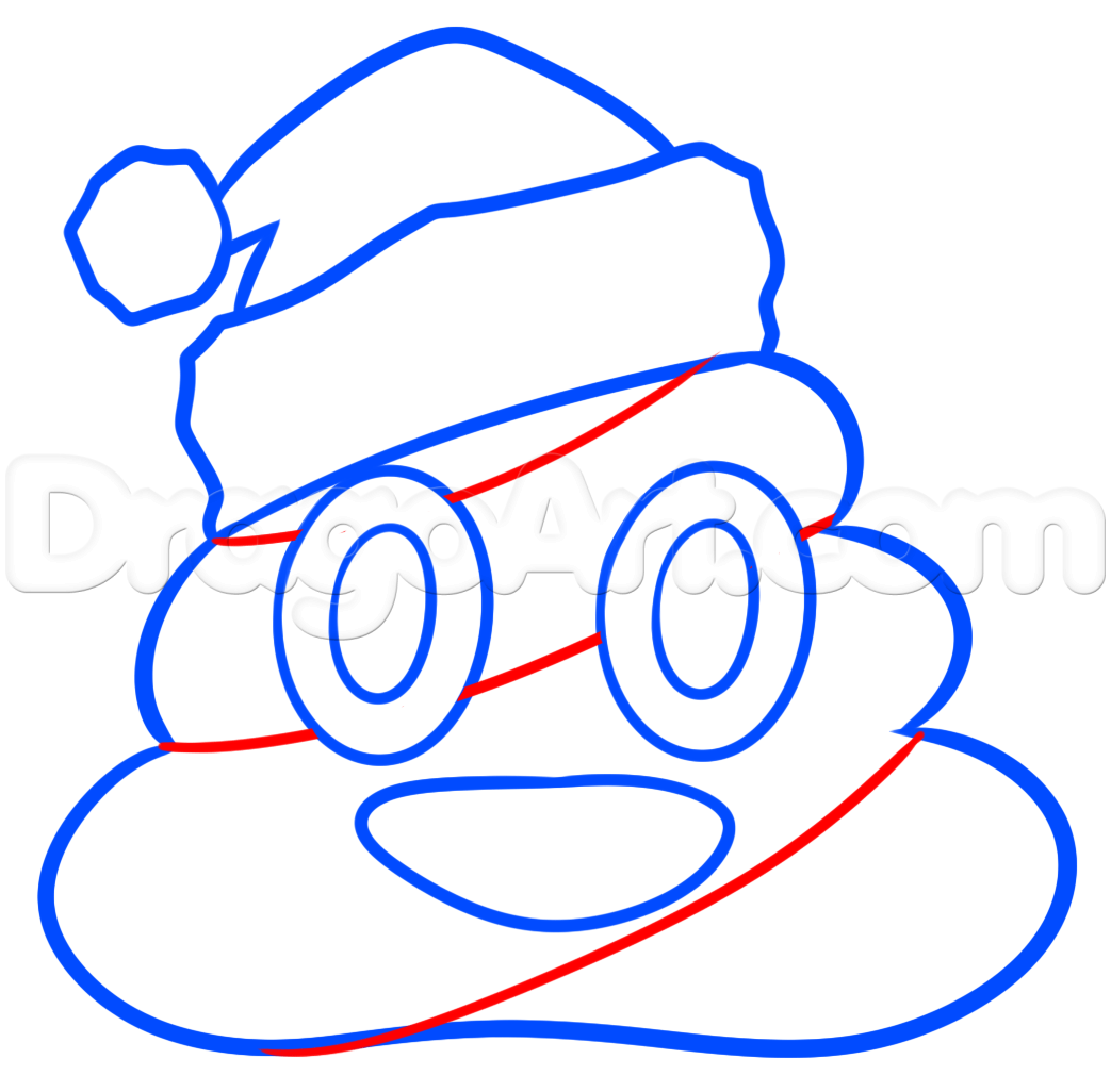 1043x1026 Christmas Poo Emoji Drawing Lesson, Step
