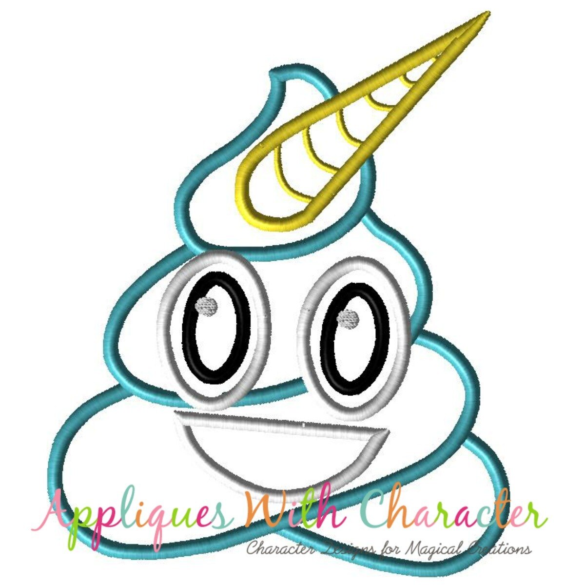 1200x1200 Poop Unicorn Emoji Applique Design