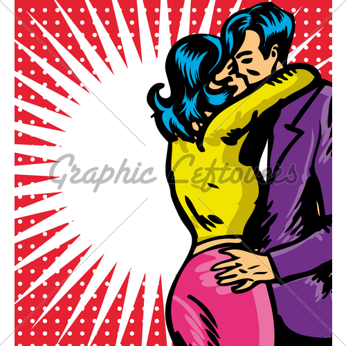 500x500 Pop Art Comic Love Couple Kiss Gl Stock Images