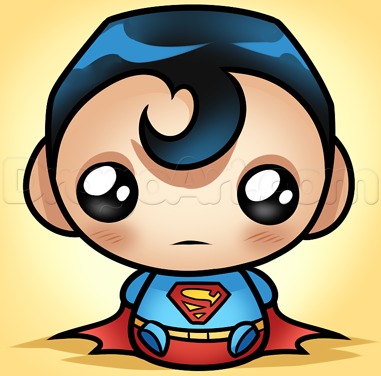 770x761 How To Draw Kawaii Superman, Step