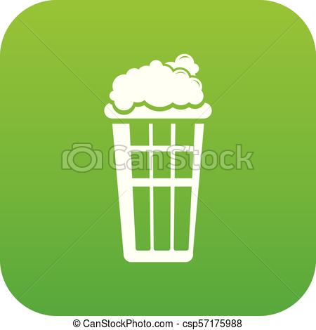 450x470 Popcorn Box Icon Green Vector Isolated On White Background Vector
