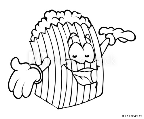 500x413 Happy Cartoon Popcorn Vector Drawing