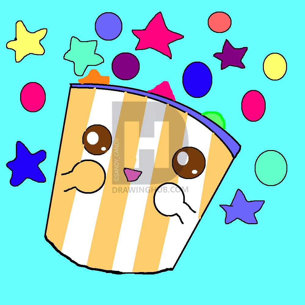 1000x1000 How To Draw Popcorn Shapes, Step
