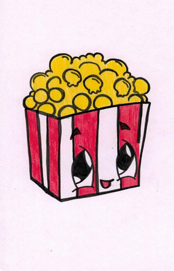 570x888 popcorn cartoon in inkimagined kawaii drawings, cartoon
