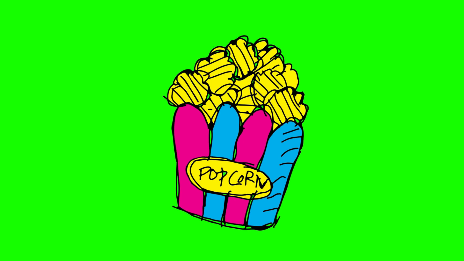 1920x1080 Hand Drawing Green Screen With Theme Of Popcorn Motion Background