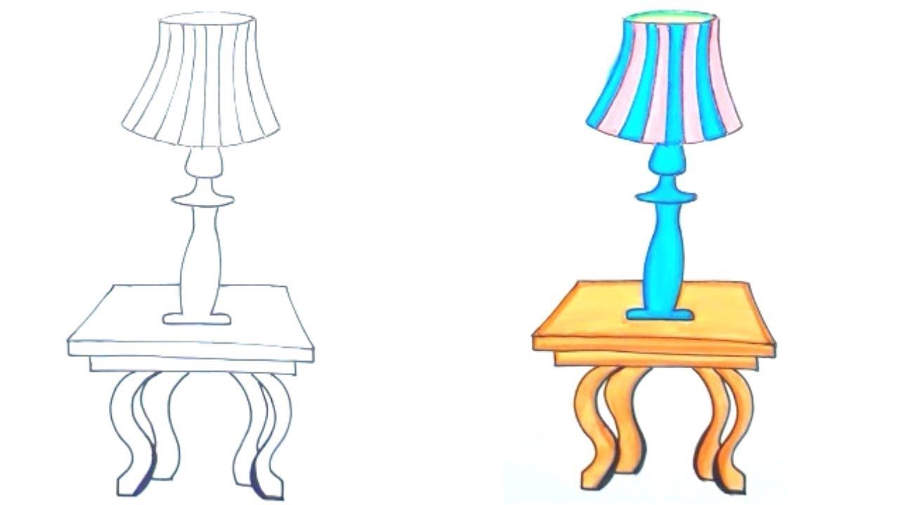 1280x720 How To Draw A Lamp On A Table How To Draw For Kids