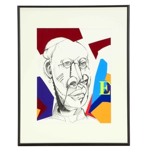 291x300 jimi jones signed ink drawing with collage neo pope