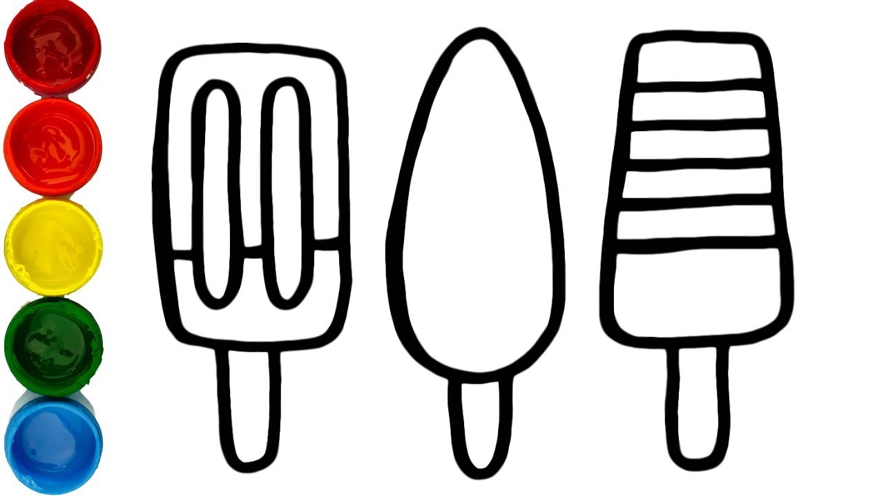 1280x720 Glitter Ice Cream Popsicle Coloring And Drawing Learn Colors Art