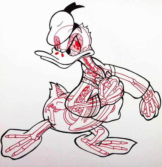 540x559 X Ray Drawings Of Famous Cartoon Characters Sneakhype