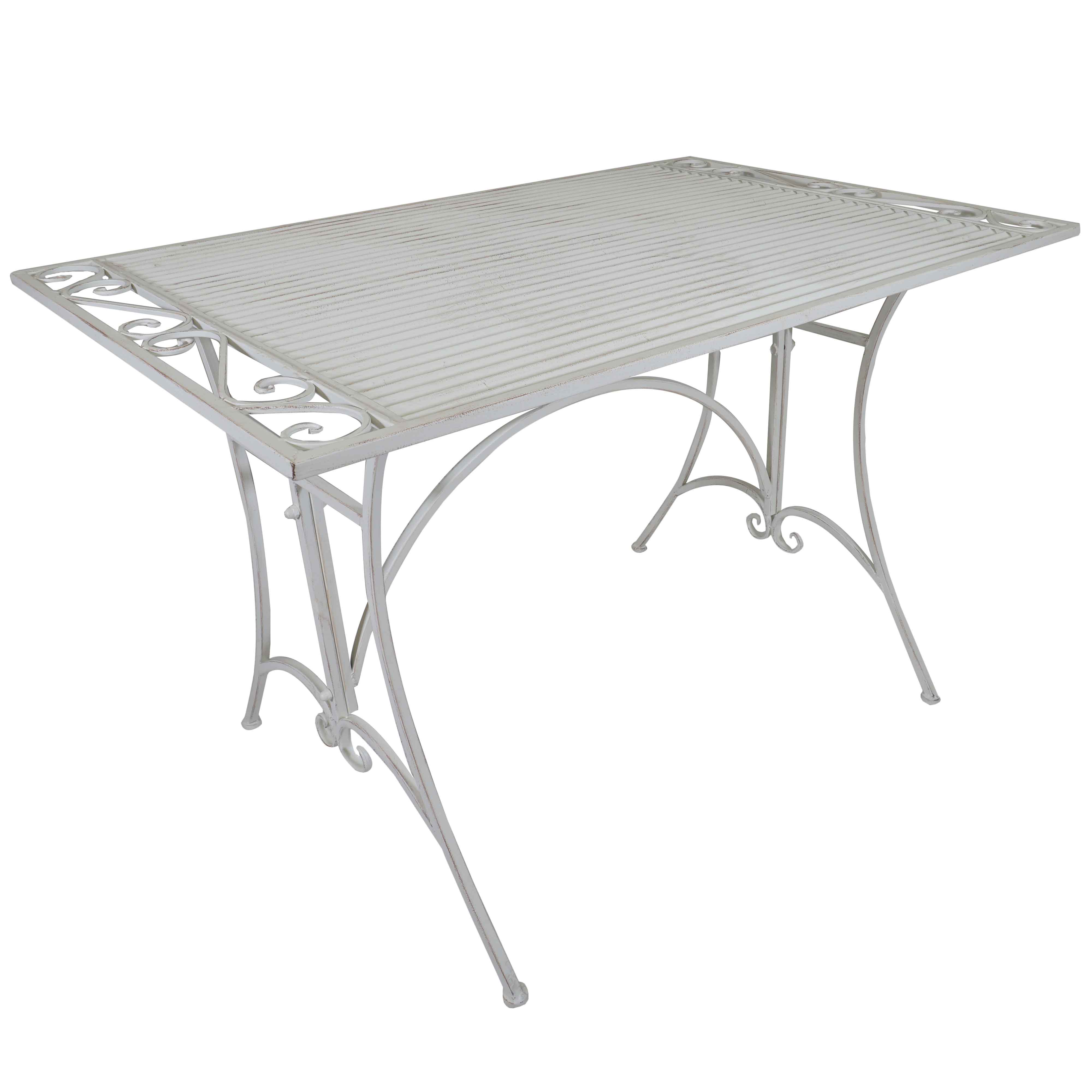 4000x4000 Titan Outdoor Rustic White Metal Dinner Table Porch Patio Garden